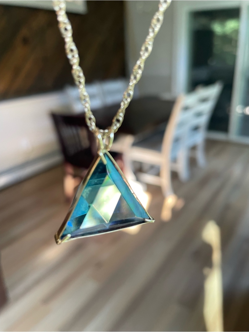 Aqua Aura Pyramid Crystal Pendant Necklace - Women Jewelry
